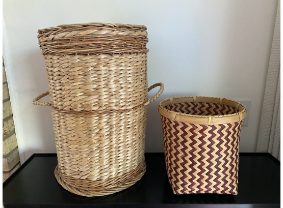 Pair Of Woven Storage Baskets