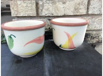 Two Made In Italy Handpainted Clay Bowls