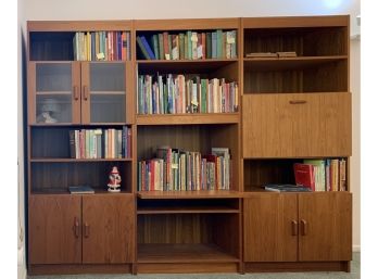 Large Sectional Wall Organizer W/shelves, Cabinets And Fold Down Door
