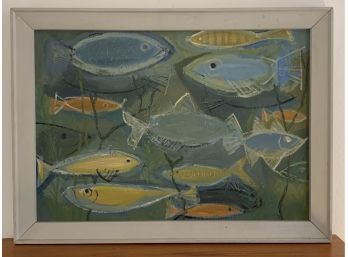 Unsigned Oil On Canvas- Fish