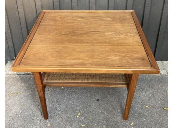 Drexel Mid-century Modern Coffee Table With Wicker Shelf