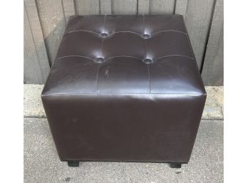 Small Faux Leather Cube Ottoman