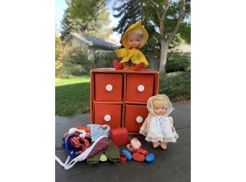 Miniature Doll Lot & Accessory Box