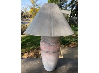 Large Southwestern Style Ceramic Lamp With Shade