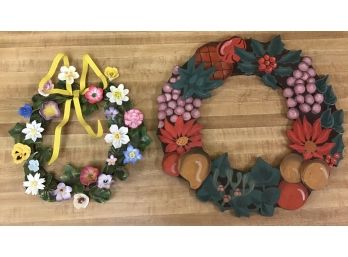 One Metal And One Wood Floral Wreaths