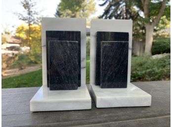 White & Black Marble Bookends