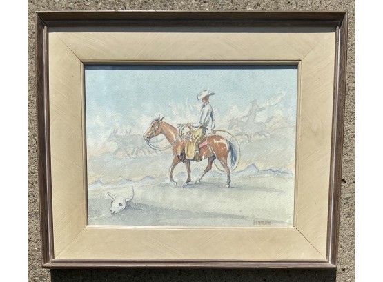 Jack Stirling Signed 1950 Watercolor  'Cowboys Dream'