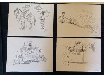 (4) Jack Stirling Political Ink Drawings Chamber Of Commerce