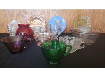 Gorgeous Lot Of Depression Glass Ruby, Pink, Blue And Heritage Pattern