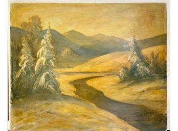 Dave Stirling Frosted Trees Landscape Oil Painting Out Of Frame