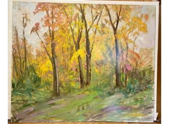 Dave Stirling Vibrant Autumn Trees Oil Painting Out Of Frame