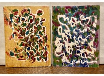 2 Small Dave Stirling 1966 Abstract Painting Out Of Frame