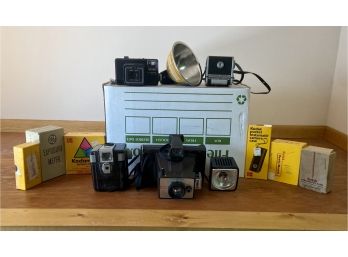 Large Collection Of Vintage Cameras & Accessories Including Polaroid, Minolta, Kodak, & More
