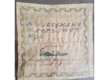 Amazing Antique Letter & Number  Hand Stitched Sampler