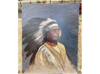Dave Stirling  1951 Rare Portrait 'My Friend' Chief Walking Elk (Sioux) Oil Painting