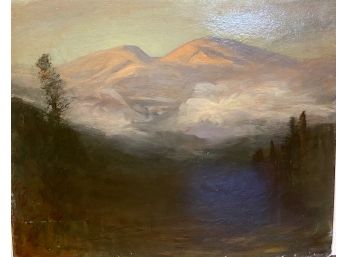 Dave Stirling Double Peak Landscape Oil Painting Out Of Frame