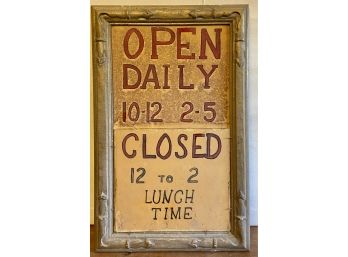 Vintage 'open Daily' Sign In Frame