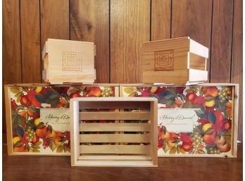 5 Wooden Crates Including Harry & David  And Napa Valley
