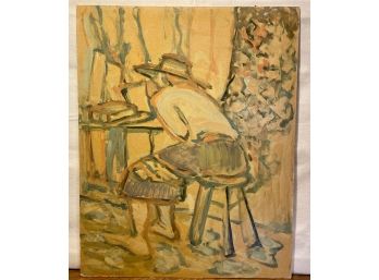 Dave Stirling Painting Man Abstract Oil Painting Out Of Frame