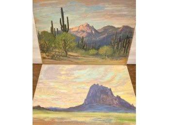 2 Gorgeous Dave Stirling Tuscan Arizona Landscape Oil Paintings Out Of Frame