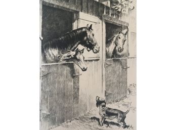 R. H. Palenske 'The Little Gossip' Horse Dry Point Etching