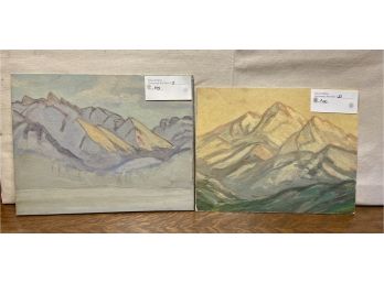 2 Small Dave Stirling Mountain Scene Oil Paintings Out Of Frame