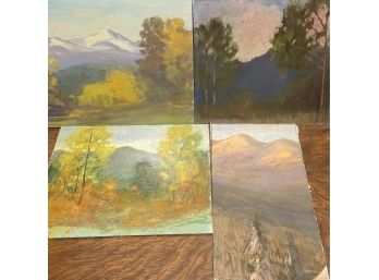 4 Dave Stirling Various Sized Landscape Oil Paintings Out Of Frame