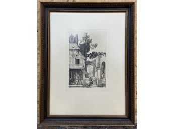 Small Pencil  Sketch Intricate Picture In Frame Artist Unknown
