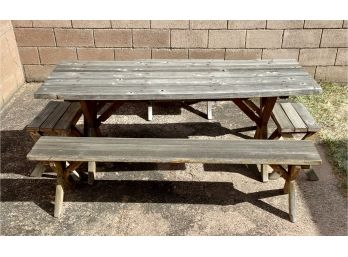 Wooden Picnic Table With  4 Benches