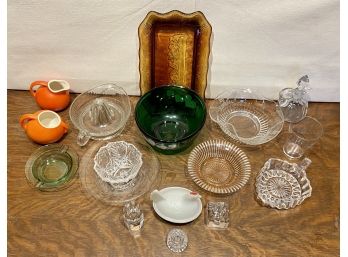 Pretty Lot Of  Antique Glassware Including Etched, Depression, Candle Holders & Crystal