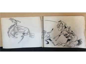 (2) Jack Sterling Early Etchings  Horse & Rider