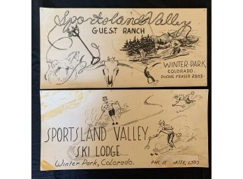 (2) Jack Stirling Advertising Pieces Sportsland Valley Ski Lodge & Guest Ranch