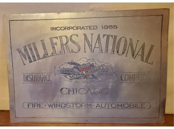 Exceptional Silver Metal Advertising Sign Miller National Insurance Company