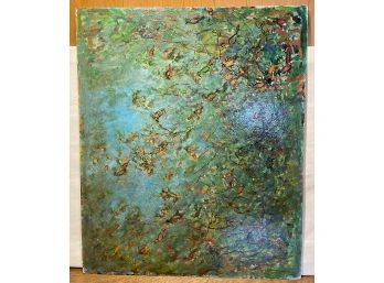 Dave Stirling Large Green Abstract Oil Painting Out Of Frame