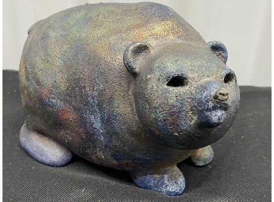 Excellent Sculptured Iridescent Bear Signed By Artist