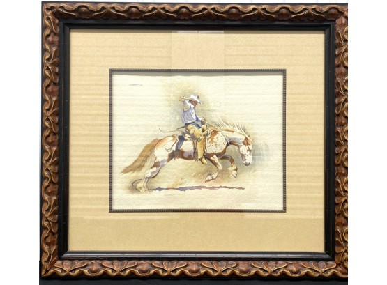 Listed Artist J. Mark Kohler Bucking Horse Original Watercolor On Paper