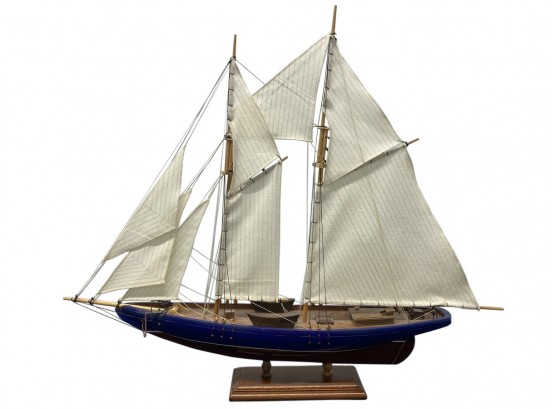 Bluenose Model Ship On Wood Base 25” X 24”