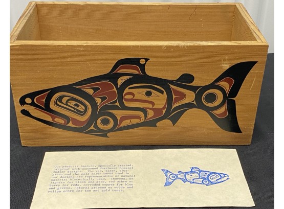 King Salmon Cedar Vessel Decorated By Upper Skagit Indians