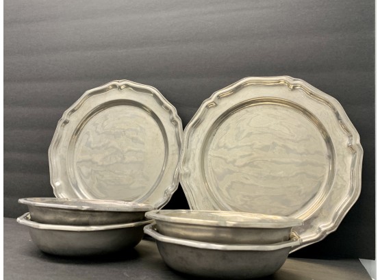 Lot Of 6 Wilton Columbia Pewter Plates/Bowls