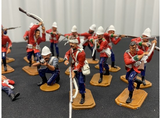 Collection Of Die Cast Metal Red Coated Soliders- 14in Total