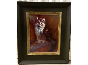 Cheri Christensen Original Oil Painting Of Cat Portrait Titled 'Think' With COA