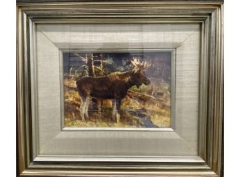Autumn Forrest Moose Watercolor By James “Jim” Morgan (Am. 1928--)