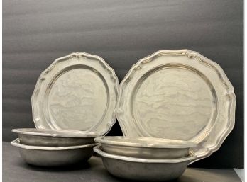 Lot Of 6 Wilton Columbia Pewter Plates/Bowls