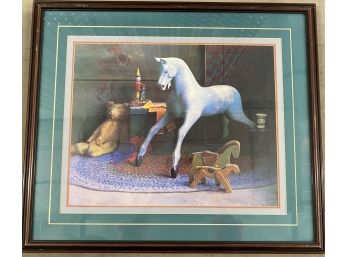 SIDNEY F. WILLIS (AMERICAN, B. 1930): Oil On Canvas Of Rocking Horse Still Life