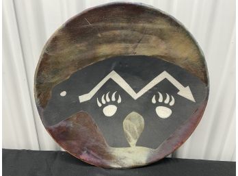 2003 Signed Iridescent Native American Pottery Piece With Paw Print & Arrow Detailing