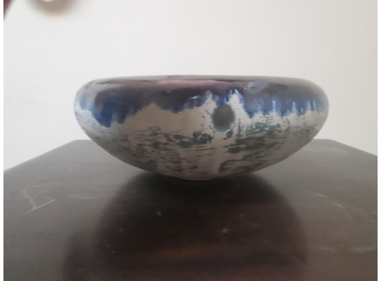 Vintage Blue & Purple Pottery Drip Bowl