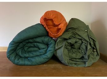 Vintage US Army Sleeping Bag, Tent And One Additional Green Sleeping Bag