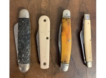 (4)  Vintage Pocket Knives Imperial, USA, Diamond And Amherst