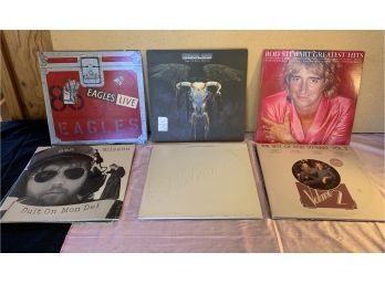 Collection Of Rock Albums Including Rod Stuart And The Eagles