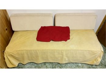 Vintage Full Size Day Bed With 2 Corduroy Covers Red & Gold